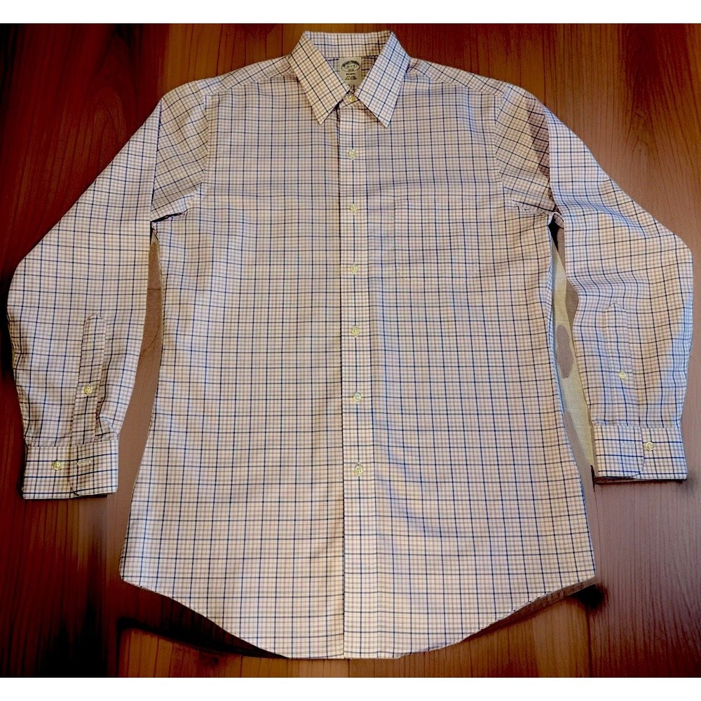 Brooks Brothers Regent Dress Shirt Mens 15 2/3 Check Non-Iron Excellent